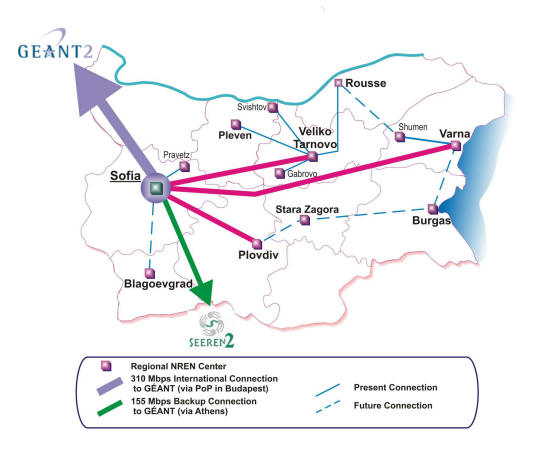 Bulgarian Academic and Reserach Network Map